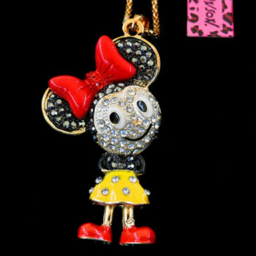 Betsey Johnson Minnie Mouse sweater necklace.